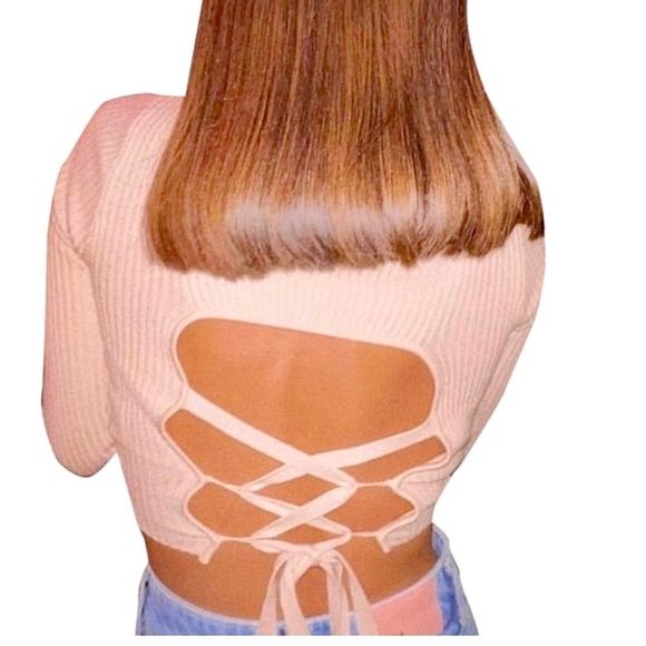 New Zara Open Back Knit Cream Sweater, size Small - Picture 1 of 6